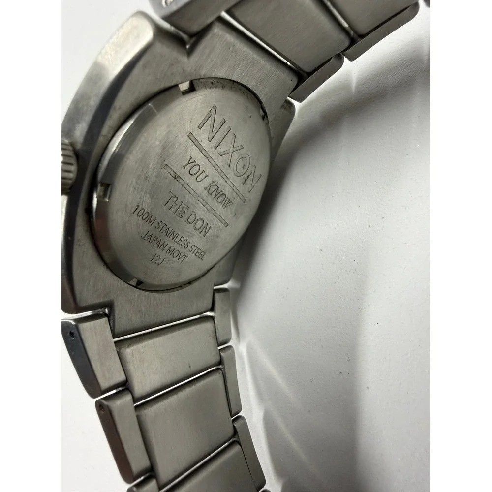 Nixon The Don Watch Mens Blue Dial Stainless Steel Day Date 100M Japan Movt 12J